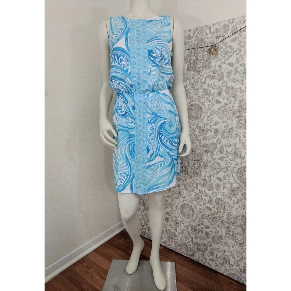 Lily Pulitzer Blue & White printed Windward summer beach Dress - Picture 2 of 8
